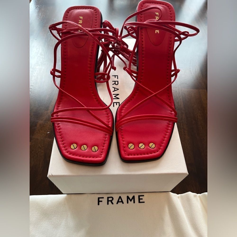 Frame  WOMEN'S LE DOHENY ANKLE-WRAP LEATHER Heel SANDALS NWT